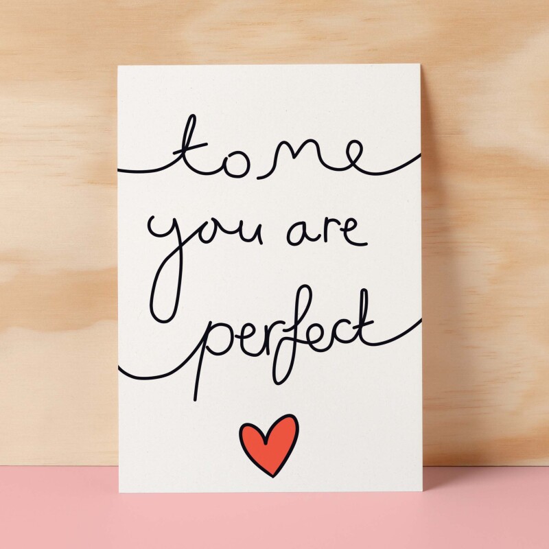Anniversary or Valentine's Card for Her Anniversary Card for Wife Valentines Day Card For Husband Boyfriend or Girlfriend You Are Perfect - Small (4x6) / Blank Message
