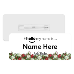 #hello my name is... Name Badge - Poinsettia Border