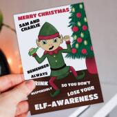 Don't lose your elf-awareness personalised funny elf Christmas card for son, daughter, grandchildren, any relation (Size A6/A5/A4)