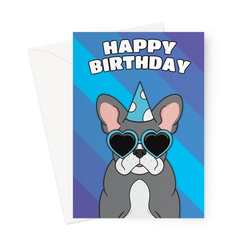 French Bulldog Birthday Card - A5 Portrait - 1 Card