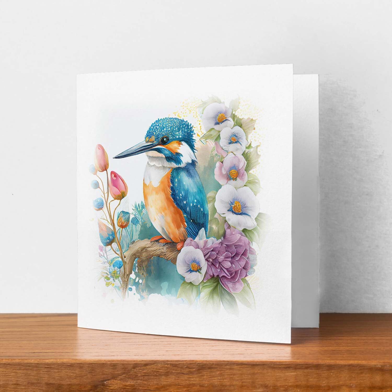 Notelet Card of a King Fisher Any Occasion Card For Her or For Him Card For Birthday or Easter Card Thank You Card - Square (6x6) / Blank Message