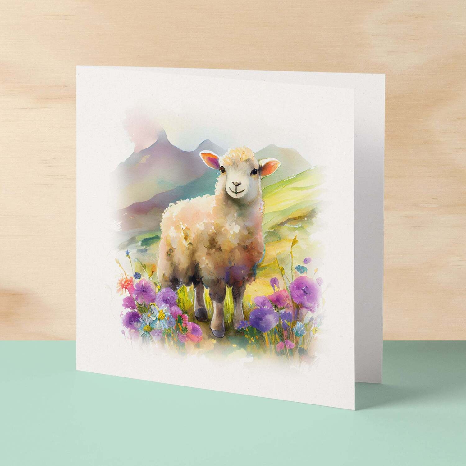 Notelet Card of a Sheep For Anyone Any Occasion Card For Her or For Him Card For Birthday or Easter Card Thank You Card - Square (6x6) / Blank Message