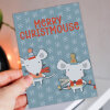 Merry Christmouse mouse, mice Christmas, Holidays, Xmas, cute, festive card for friend, mate, female, girl (Size A6/A5/A4/Square 6x6") - A6: Single card