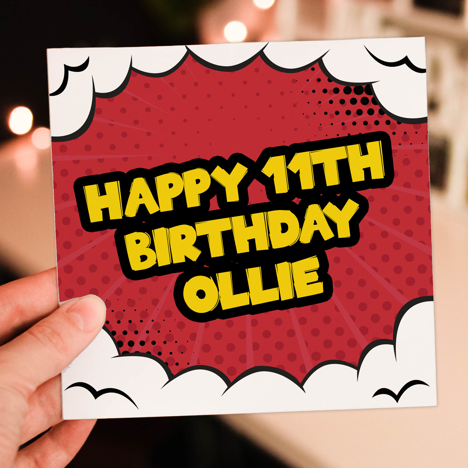 Personalised name, any age child, kid, boy, girl birthday card: Comic book - 1st, 2nd, 3rd, 4th, 5th, 6th, 7th (Size A6/A5/A4/Square 6x6") - A6: Single card