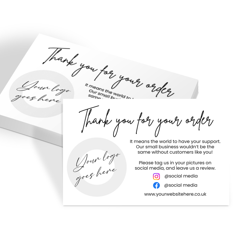 Thank You For Your Order Cards - Thank You Business Cards - Sample Card