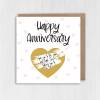 Personalised scratch off and reveal heart card: Happy Anniversary - with any message and choice of heart colour - Gold