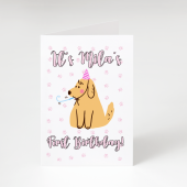 Personalised Number and Name Pink Birthday Card