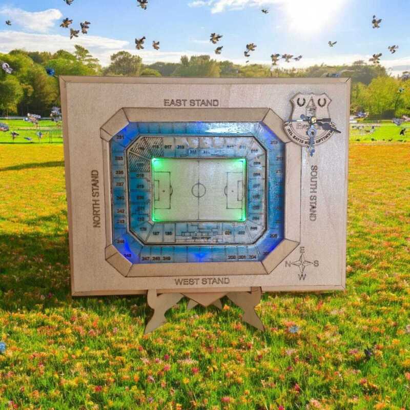 Everton Stadium 3D LED Wooden Clock – Unique Handmade Gift for Football Fans
