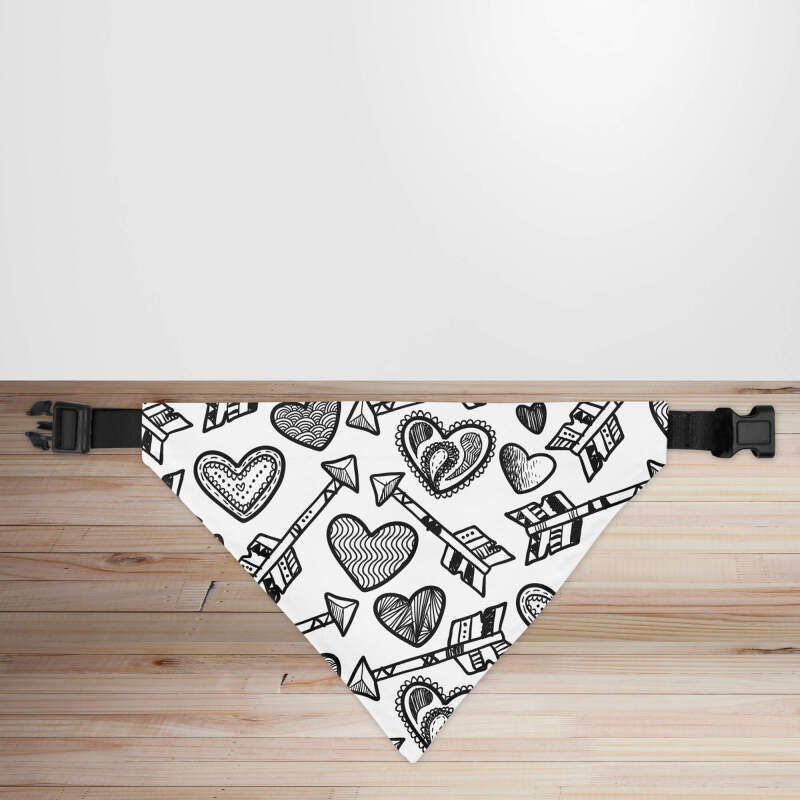 Valentine's Day Hearts & Arrows Dog/Puppy Bandana - Small - 12x17cm (Strap: 25mm - 40mm)