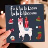 Fa la la la la llama alpaca in santa hat Christmas, Holidays card for friends, mates, buddies, male, female (Size A6/A5/A4/Square 6x6") - A6: Single card