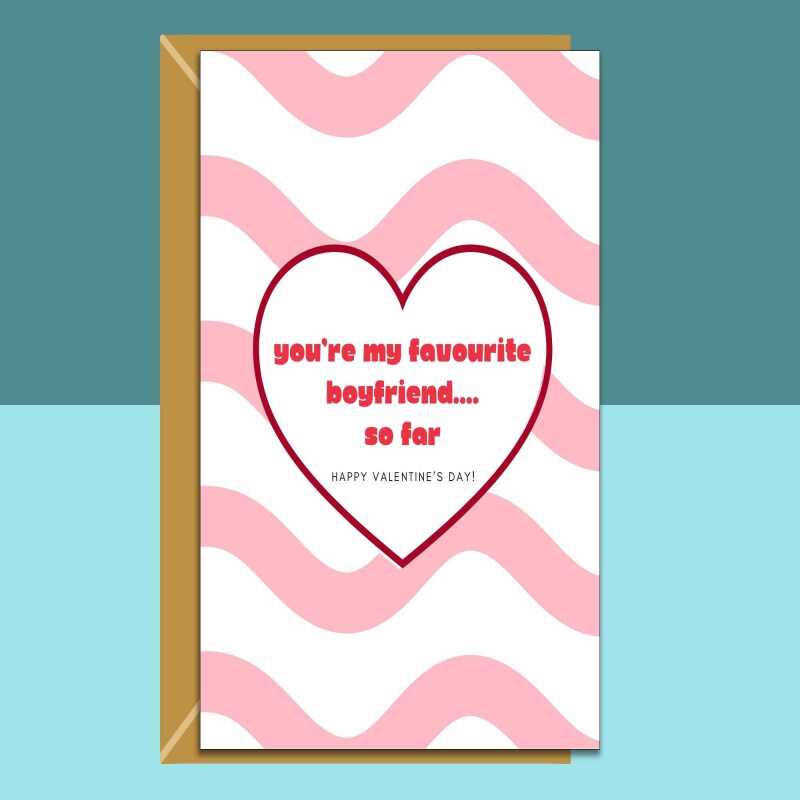 Boyfriend Valentines Card - Personalised - Cute, cheeky Valentine's Card for your BF - can be customised inside - Blank inside - Regular - Matte