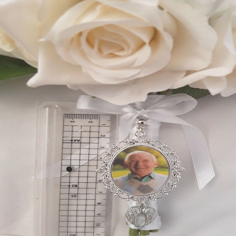 PHOTO INCLUDED Personalised Large Bridal Bouquet Photo Charm,Wedding bouquet  - 55mm x 48mm