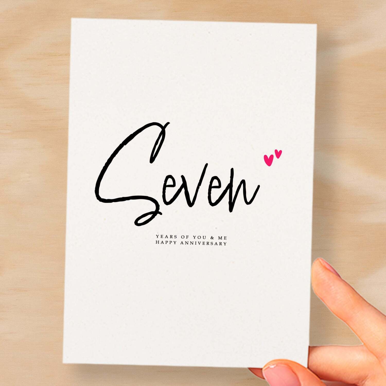 Seven Year Anniversary Card For Husband 7 Year Anniversary Card Boyfriend or Girlfriend Wedding Anniversary Card For Wife - Small (4x6) / Blank Message