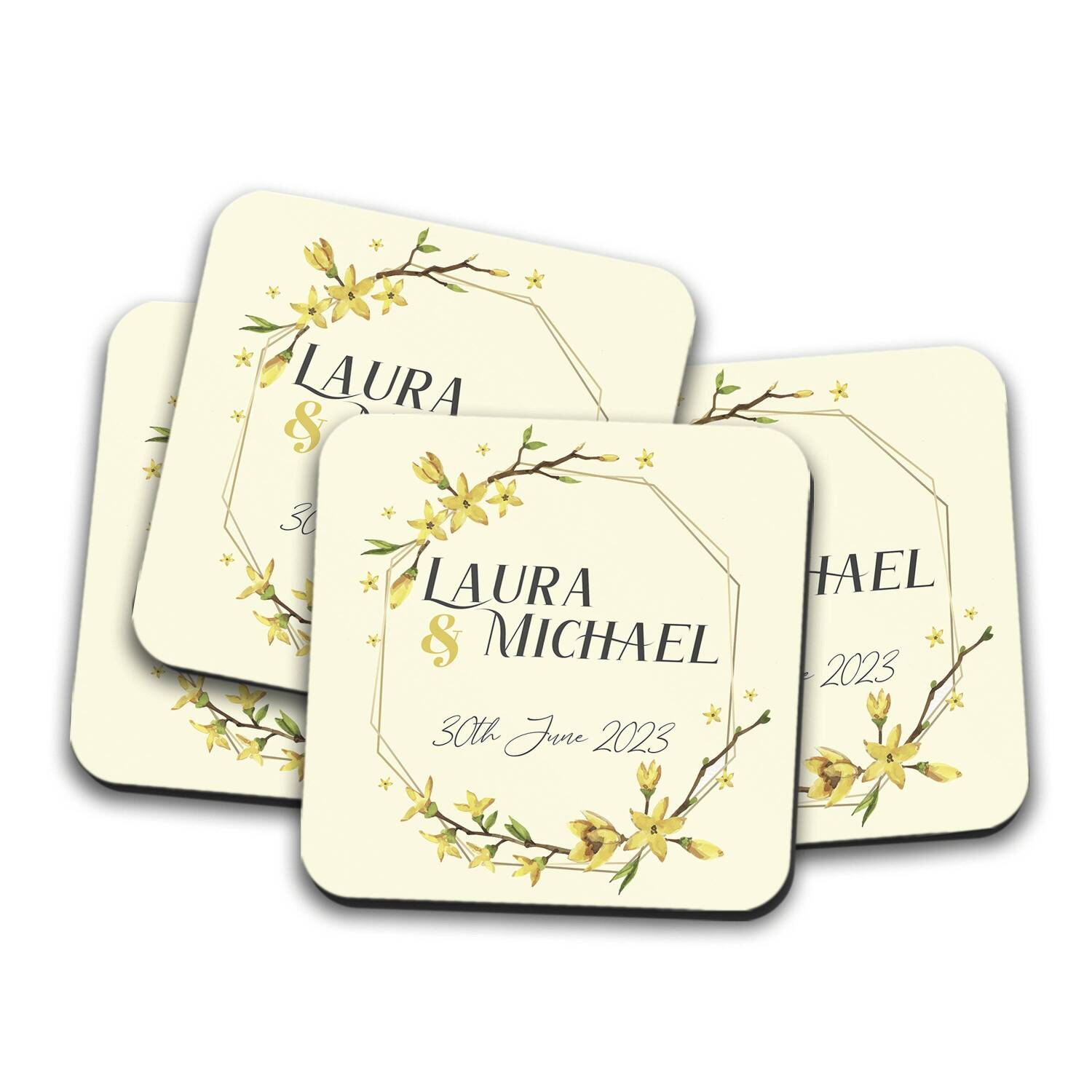 Wedding favour Coasters for guests, Custom wooden coasters