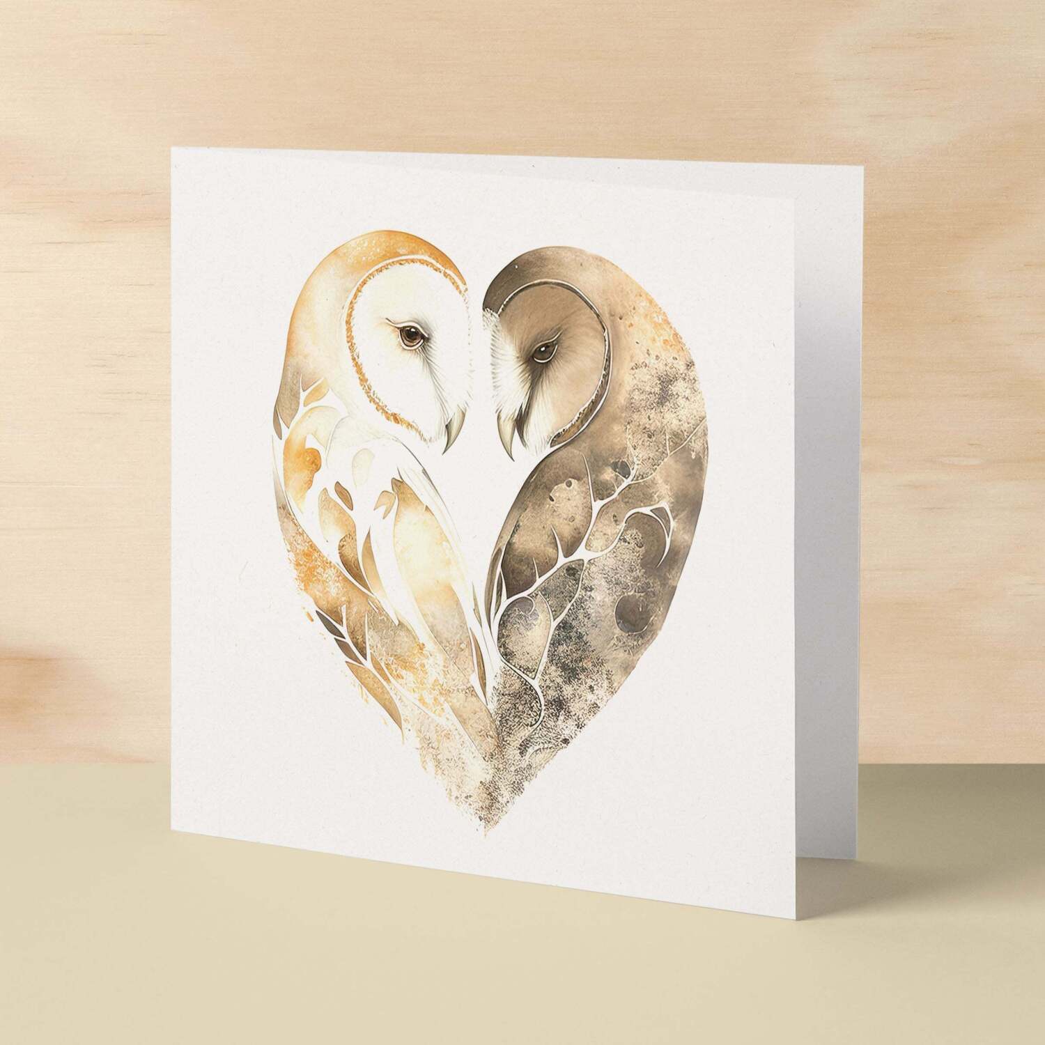 Anniversary or Valentine's Day Card For Wife Anniversary Card For Husband Boyfriend or Girlfriend Valentines Card For Him or Her Sand Owls - Square (6x6) / Blank Message