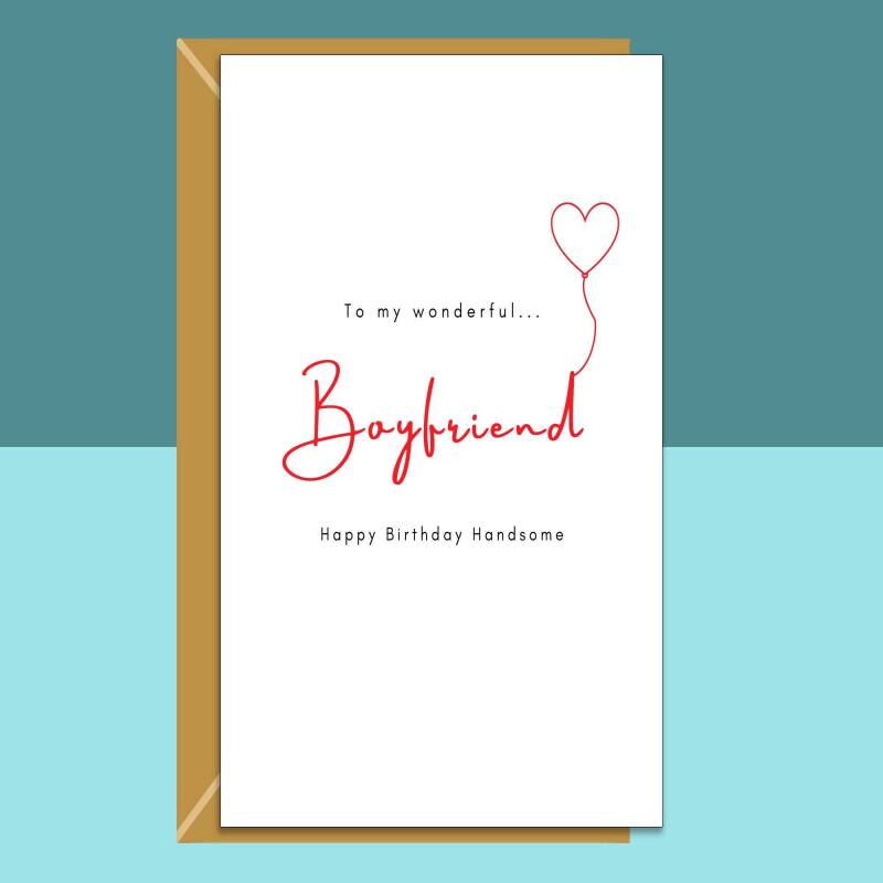 Boyfriend Birthday Card - Personalised - For Him - BF - On his birthday - From Girlfriend or Boyfriend - Blank inside - Regular - Matte