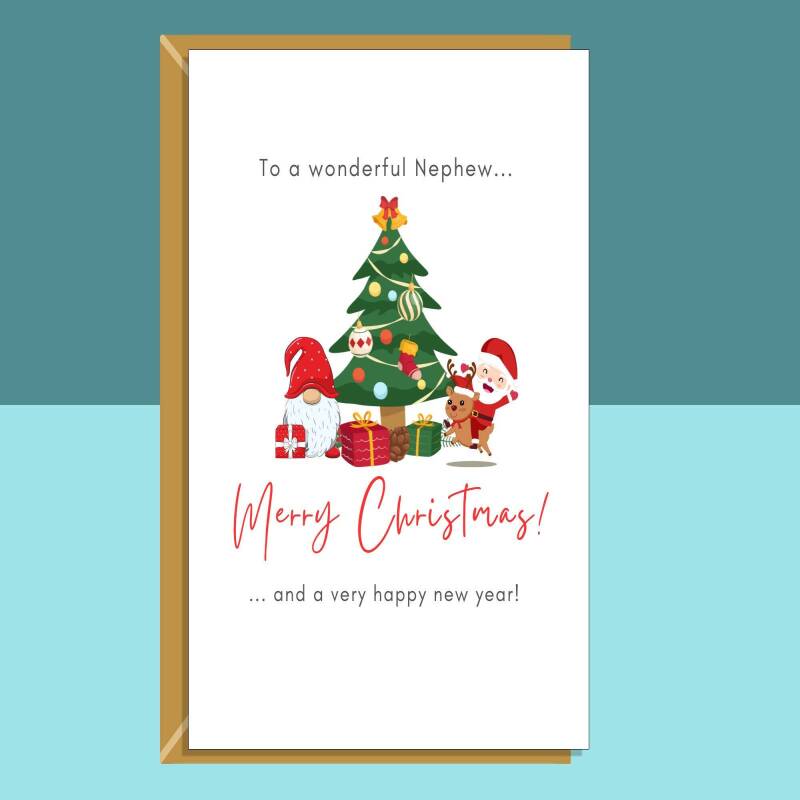 Nephew Christmas Card - Ideal personalised Xmas card for your Nephew - Blank inside - Large