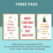 Funny Christmas Cards Bundle - 3 Pack of Xmas Cards - Personalised if needed - For him or For Her - Rude, Adult Christmas Card Pack