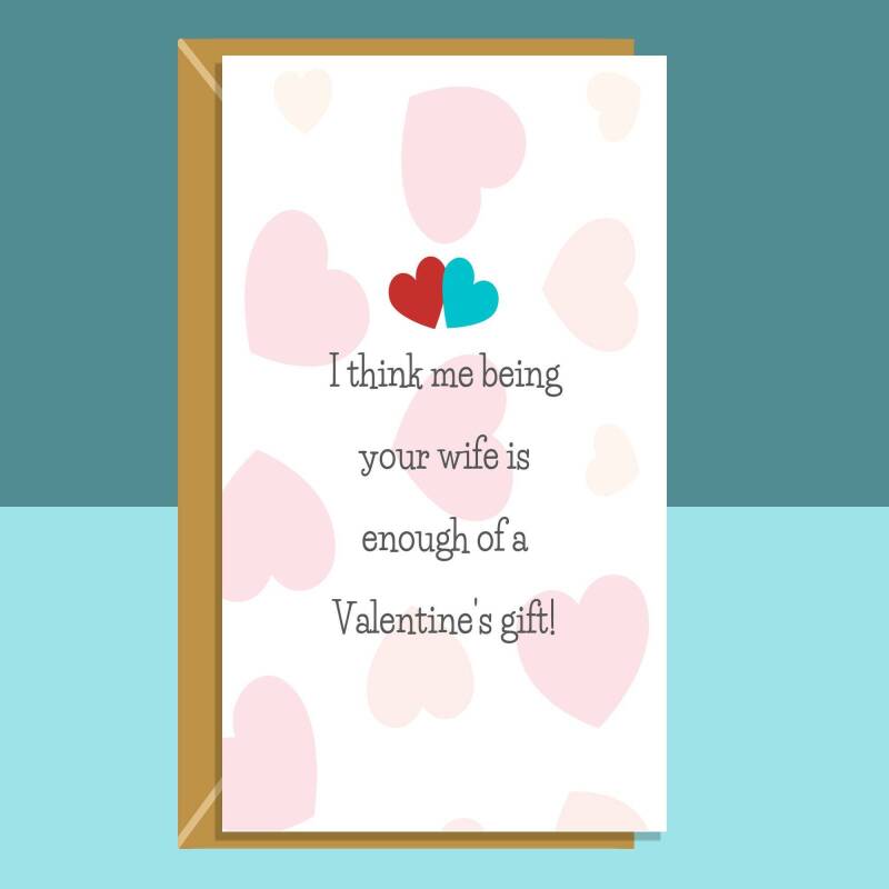 Funny Valentine's Card for Him or For Her - For Husband or Wife from Wife - Cute Card for Valentines Day