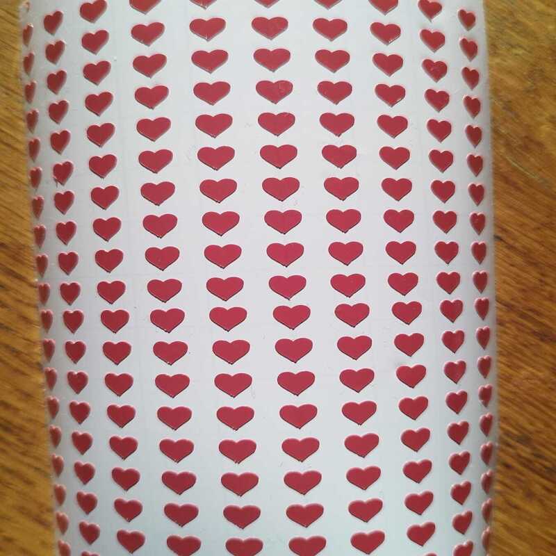 200 6mm heart stickers - Textured Red