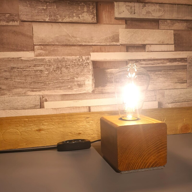 Buy2get3rd free - Small - Rustic Industrial Lamp Inset - Reclaimed Wood - Quirky Square Rectangle - Desk Lamp Table Lamp - Bedside Lamp - Man/She Cave - Handmade