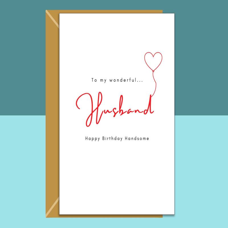 Husband Birthday Card - Personalised - For Him - Hubby - On his birthday - Blank inside - Regular