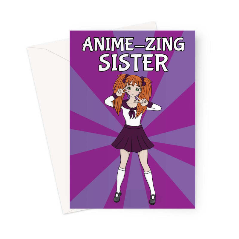 Amazing Sister Anime Girl Greeting Card - A5 Portrait - 1 Card