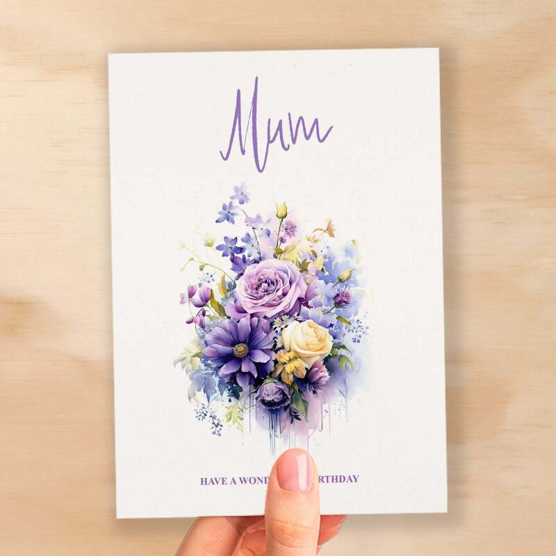 Birthday Card For Mum Card For Her Birthday Card for Mum Luxury Card For Mum Birthday Card for Loved One Mum Card Birthday Flower Card - Small (4x6) / Blank Message