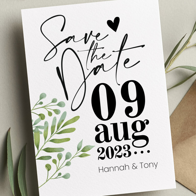 Heart Save the Date Cards, Save the Date Postcard, Modern Save the Date, Personalised Save the Dates, Wedding Save the Dates Simple - A6 - 4.1" x 5.8" - Pack of 20