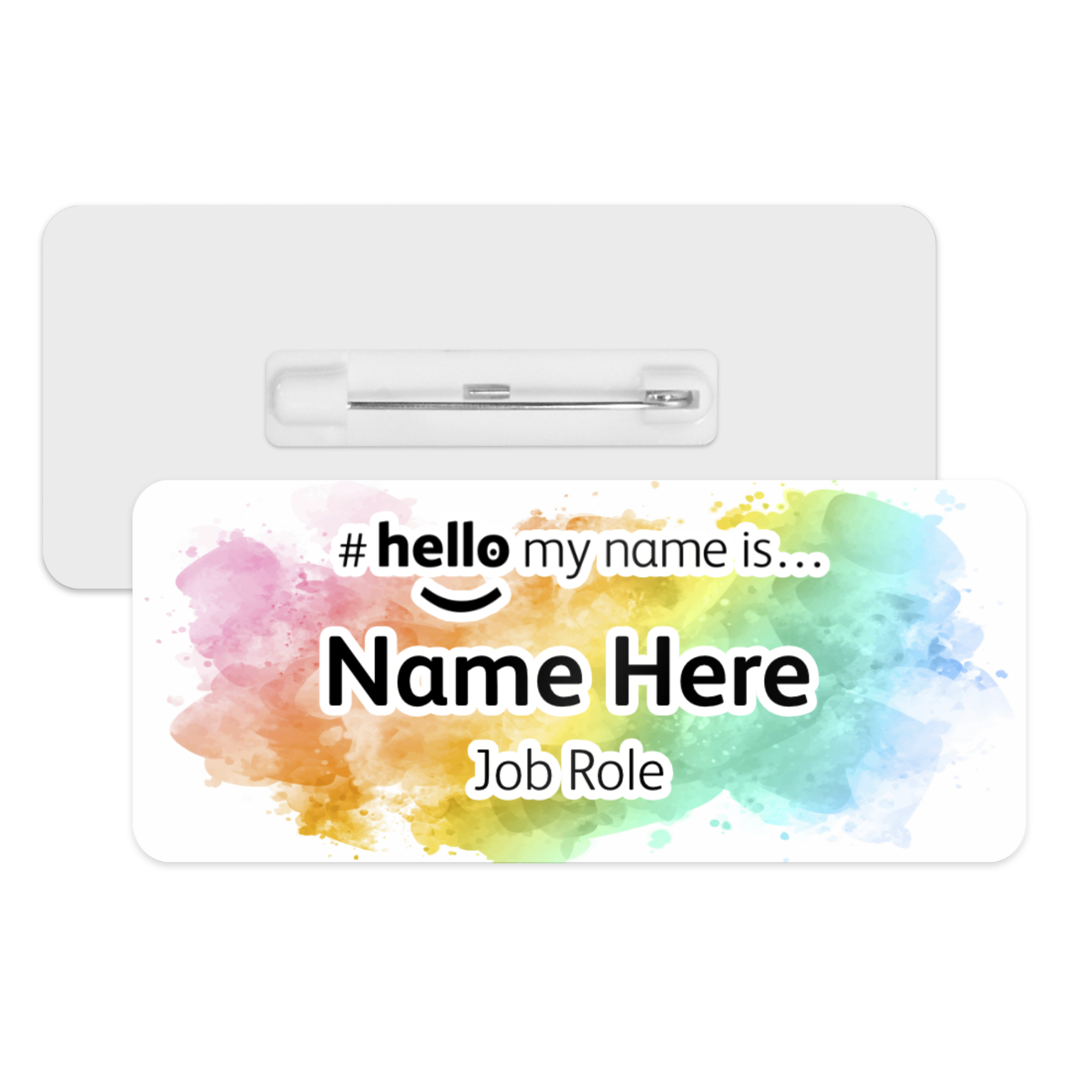 #hello my name is... Name Badge - Watercolour Rainbow Splash