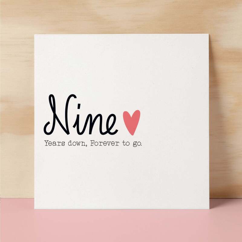 9 Year Anniversary Card For Wife 9th Wedding Anniversary Card For Husband Anniversary Card For Wife Wedding Anniversary Card Nine Years - Square (6x6) / Blank Message