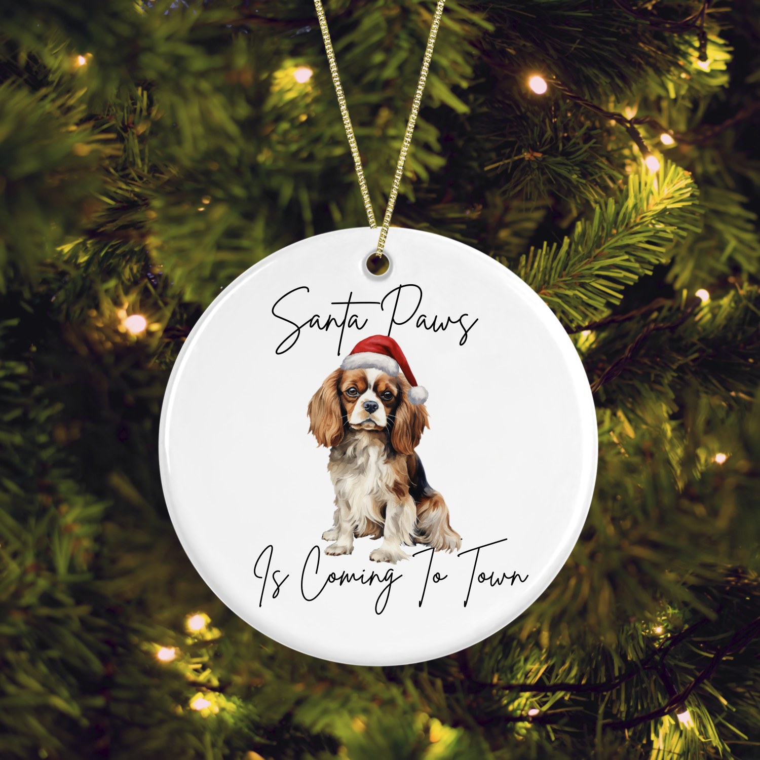 Personalised 'Santa Paws' Ceramic Dog/Puppy Breed Christmas Tree Decoration