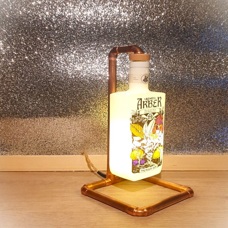 Single stem Copper frame Bottle table lamp Jack Daniels/Makers Mark/Jagermeister/Arber Gin