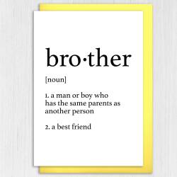 Dictionary definition of brother cute, heartfelt, sweet, best friend birthday card from sister, sibling (Size A6/A5/A4/Square 6x6") - A6: Single card