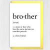 Dictionary definition of brother cute, heartfelt, sweet, best friend birthday card from sister, sibling (Size A6/A5/A4/Square 6x6") - A6: Single card