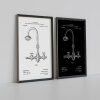 Patent bathroom prints, wall art, decor - A5 - Glossy - Black - Bath and shower