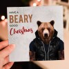 Have a beary good Christmas bear in clothes, bear pun Christmas, Holidays, Xmas, festive card (Animalyser) (Size A6/A5/A4/Square 6x6") - A6: Single card