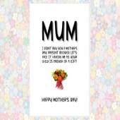 funny cheeky rude MOTHER'S DAY card - mum I didn’t buy you a mother’s day present because having me as your child is enough of a gift!