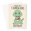 Kawaii T-Rex And Ramen Birthday Card - A5 Portrait - 1 Card
