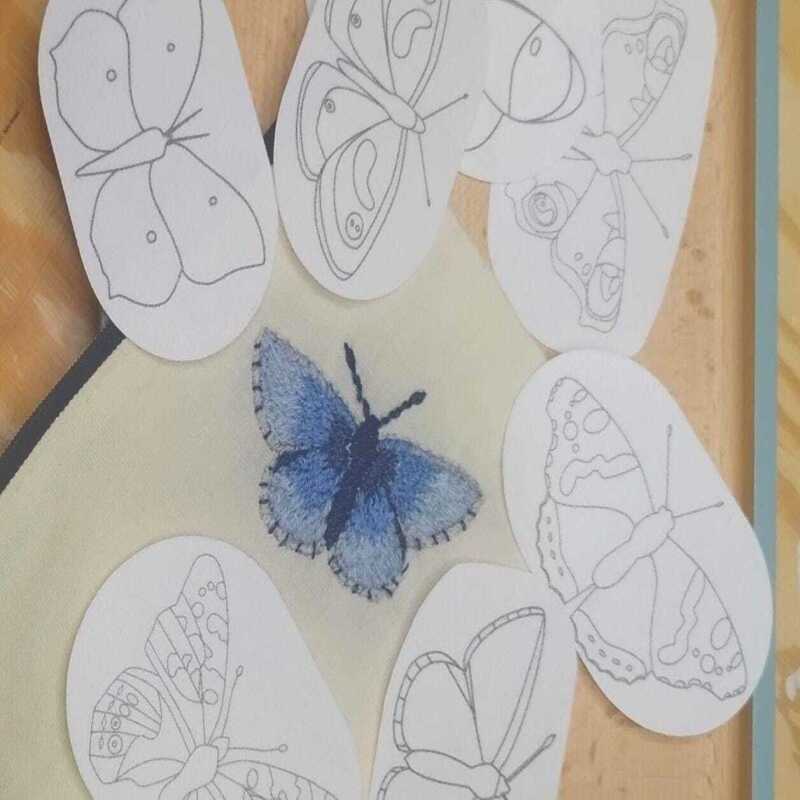 English Butterfly Stick and Stitch Washable Transfers, Peacock, Red Admiral, Orange Tip, Meadow Brown,  Common Blue, Painted Lady, Brimstone