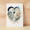 Anniversary Card For Husband Card for Anniversary Card For Wife Owl Anniversary Card For Couple Engagement Card For Couple Wedding Card - Small (4x6) / Blank Message