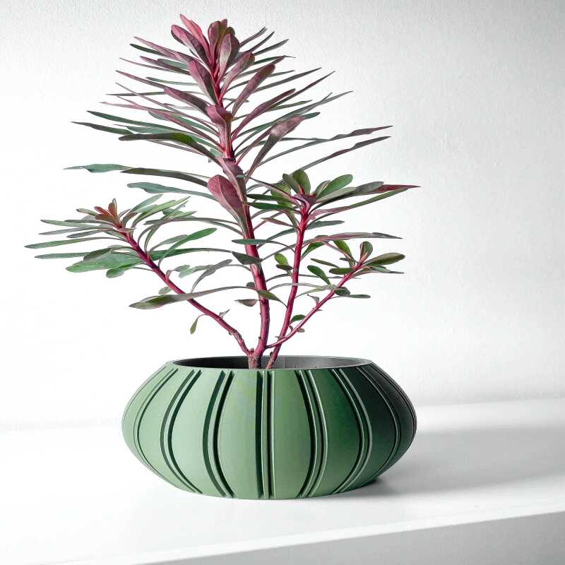 The Ovire Planter Pot with Drainage Tray & Stand Included - Matte Dark Green - 3"
