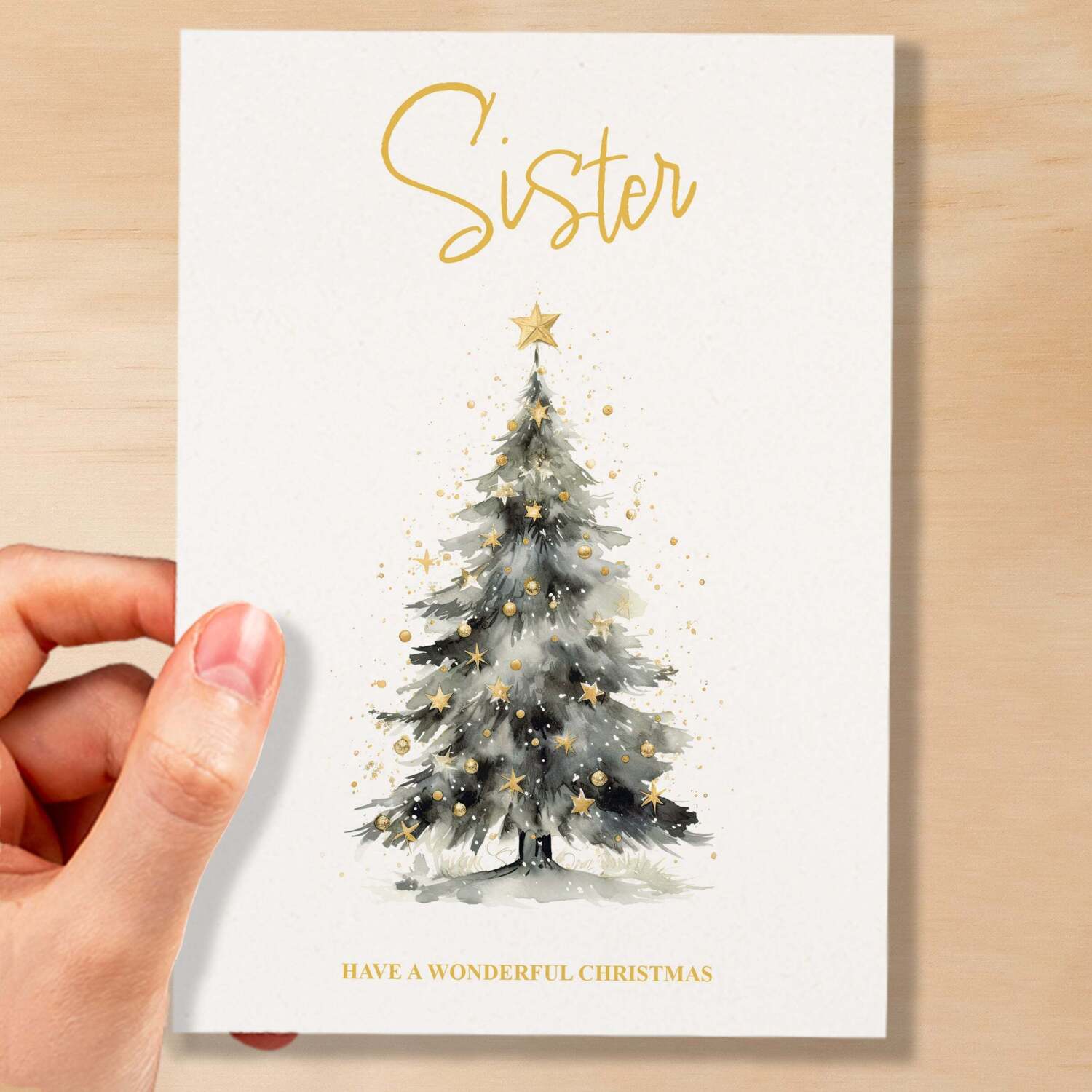 Christmas Card For Sister Card For Her Xmas Card for Sister Luxury Christmas Card for Loved One Sister Card Christmas Tree Card - Large (5x7) / Blank Message