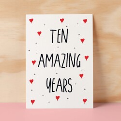 10 Year Anniversary Card For Wife or Husband Anniversary Card for 10th Anniversary Card For Boyfriend Girlfriend Tenth Wedding Anniversary - Small (4x6) / Blank Message