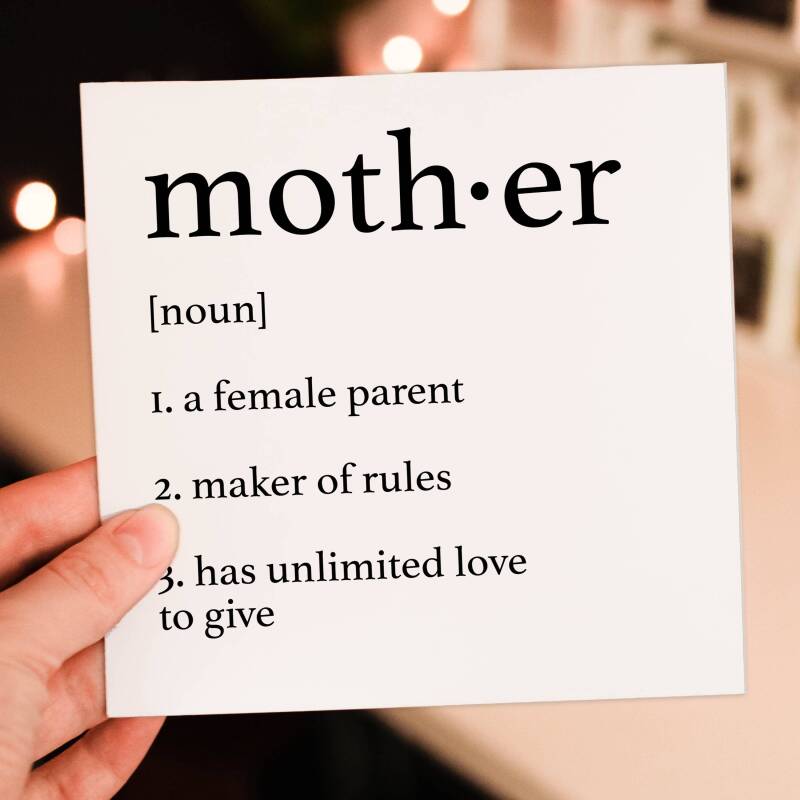 Dictionary definition of mother cute, heartfelt birthday card for mum from son, daughter, children, child (Size A6/A5/A4/Square 6x6") - A6: Single card