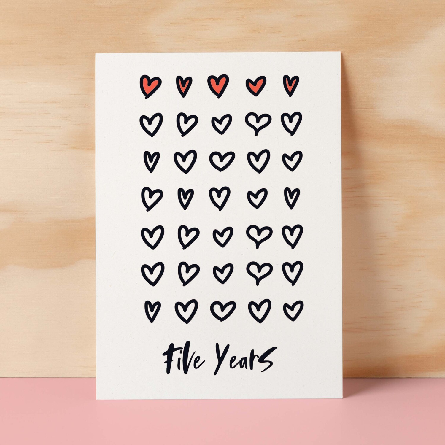 5th Wedding Anniversary Card For Wife Anniversary Card for Husband or Boyfriend Anniversary Card For Girlfriend Fifth Anniversary Five Year - Small (4x6) / Blank Message