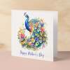 Mother's Day Card For Mum Happy Mother's Day Mothers Day card Mothering Sunday Peacock Pretty Mother's Day Card For Mom Mommy Mum Mummy - Square (6x6) / Blank Message