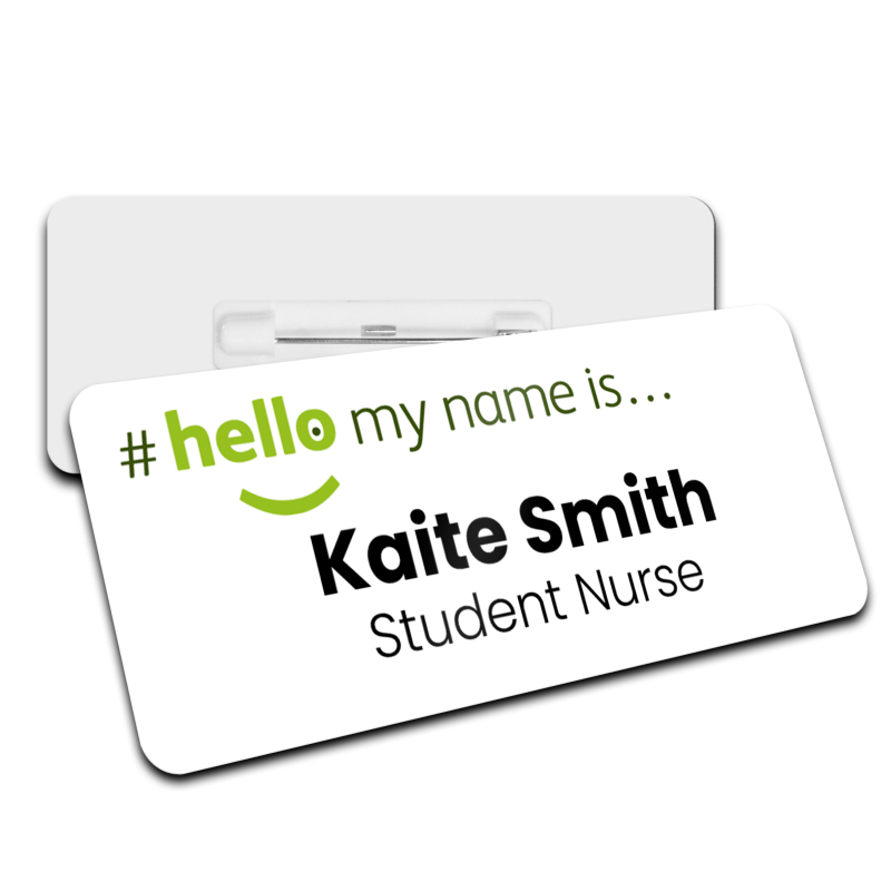 Green / White Name Badge - NHS Nurse Green Name Badge