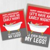 Early night, I'll even shave my legs funny husband, boyfriend, humour anniversary card from wife, girlfriend (Size A6/A5/A4/Square 6x6") - A6: Single card