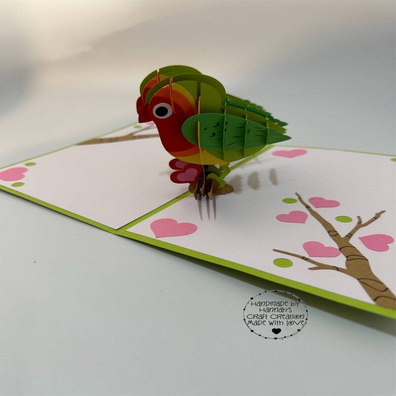 Handmade Love Birds Pop Up Card